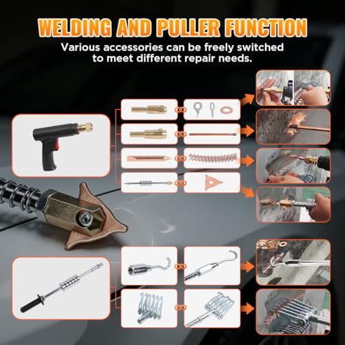 Dent Puller Welder 3500W 4200A Stud Welder Dent Repair Kit 6 Welding Modes Auto Body Spot Welder Dent Puller Machine Dent Removal Tool with Auto/Manual Welding & Overheat Protection for Car/Truck 110V