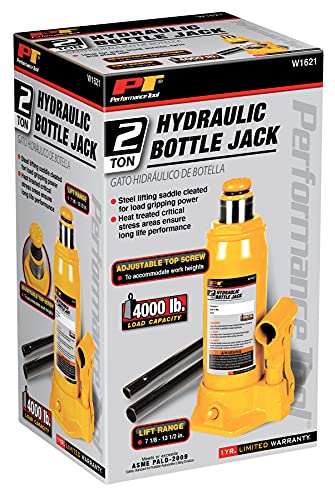 Performance Tool W1621 2-Ton (4,000 lbs.) Heavy Duty Hydraulic Bottle Jack,Yellow (Pack of 2) - size: 2-Ton - Standard (Pack of 2)