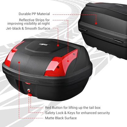 Yescom AHR 48L Motorcycle Top Case TrunkTail Box Trunk Tour Storage Box - size: 48L