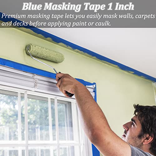 Premium Painters Tape, 10 Rolls Blue Tape Painters Masking Tape for Multi-Purpose, 601yds=10*0.94inch*60.1yds, Craft Adhesive Paint Tape for Walls, DIY Crafts Arts, Labeling, Decoration, Easy Removal - size: 10 Rolls, 0.94" x 60.1 Yds