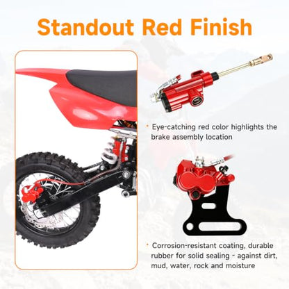 FVRITO Rear Hydraulic Brake Master Cylinder Caliper for SSR 125 Dirt Bike - color: Red