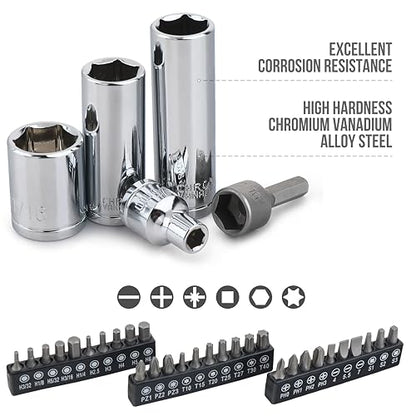 Amazon Basics Mechanic's Socket Tool Set With Case, Metric Sizes, 145-Piece - size: 145 Piece