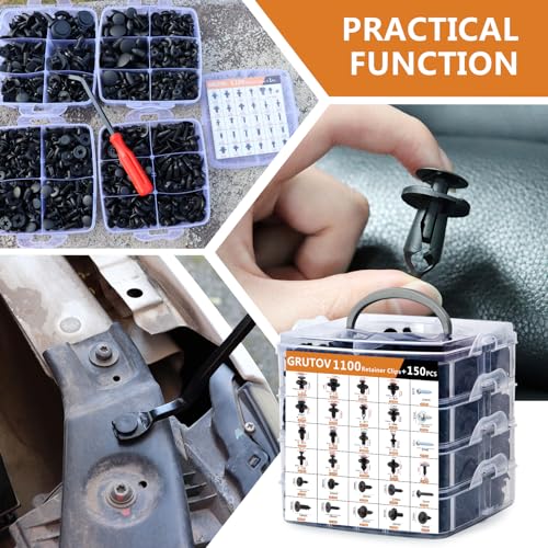 Car Bumper Clips Automotive Push Pins 1101PCS Plastic Rivets Shield Retainer Clips Assortment Xmas Tree Fasteners Kit Most Common Sizes Auto Body Push Pin with Removers for Ford Honda Chrysler GM - size: 1101PCS