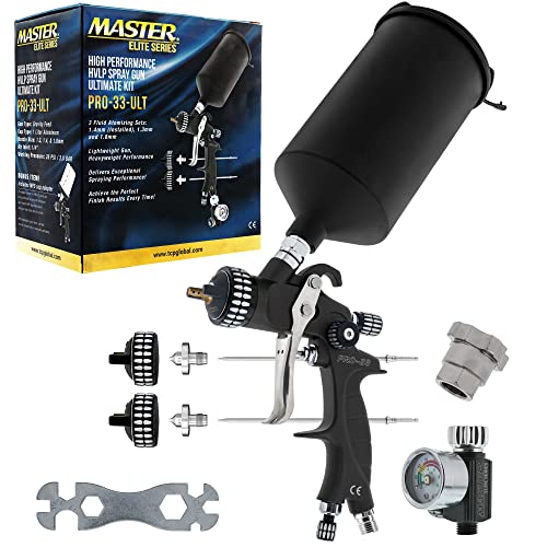 Master Elite High Performance PRO-33 Series HVLP Spray Gun Ultimate Kit - size: 1.3mm,1.4mm,1.8mm