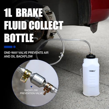 1L Brake Bleeder Bottle One Way Check Valve, Brake Fluid Bottle - color: Black