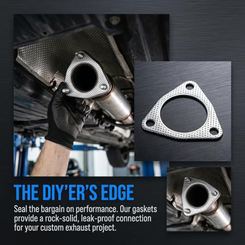 2PCS Exhaust Gasket, 3" 3-Bolt Stainless Flange Gaskets (Silver)