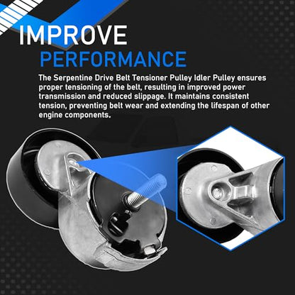 Serpentine Drive Belt Tensioner Pulley Idler Pulley Fit for Ford