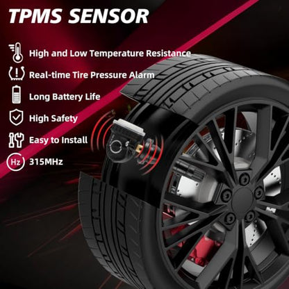 Pre-Programmed Tire Pressure Monitoring Sensor 315MHz TPMS Sensor Compatible with Ford 2016-2021 Edge 2015-2017 Explorer 2016 2017 F150 Fusion for:-Mustang 2015-2017 Set of 4 F2GZ1A189A