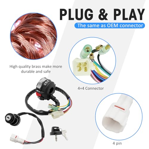 M MATI Start Stop Headlight Switch & Ignition Key Switch for Yamaha Timberwolf 250 Bear Tracker 250 1994-2000 4BD-83973-19-00 4BD-83973-10-00 4GB-82510-12-00