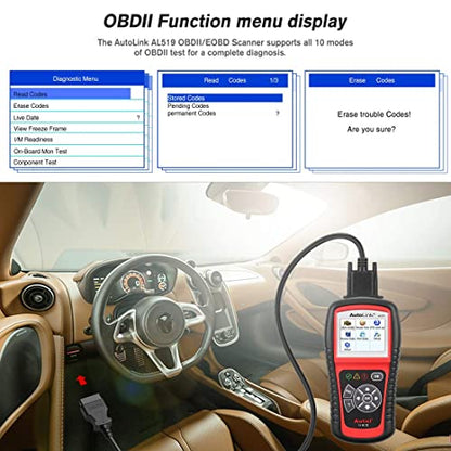 Autel AutoLink AL519 OBD2 Scanner, OBDII & CAN Car Diagnostic Scan Tool - color: Red