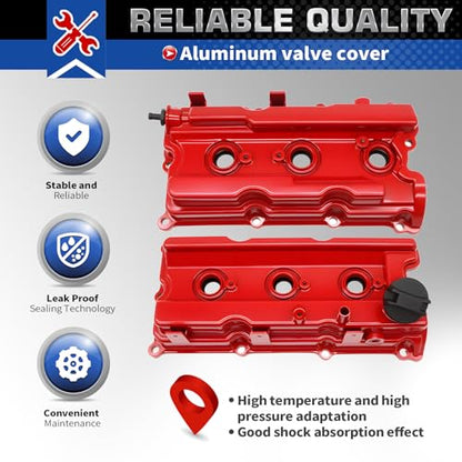 Aluminum Valve Cover Compatible with Pathfinder Frontier NV 4.0L 2005-2019 - color: Red