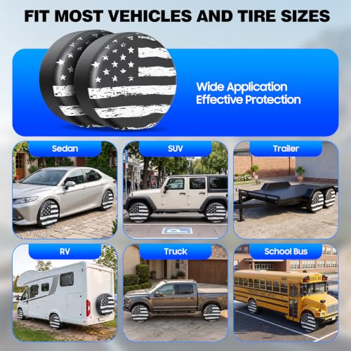 Moonet PVC Leather Tire Cover,White Flag 4-Pack, Universal Fit27-29 - color: White Flag 4 Pack, size: M for Tire Diameter 27-29inch