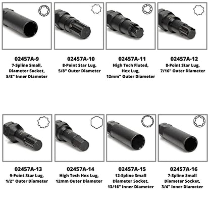 Neiko 02457A Lug-Nut Key Set, Wheel-Lock Removal Tool Kit for Aftermarket and Factory Wheel Tire Keys, SAE and Metric Lug Sockets, 16 Pieces - size: 16 Piece, style: Lug Nut Key