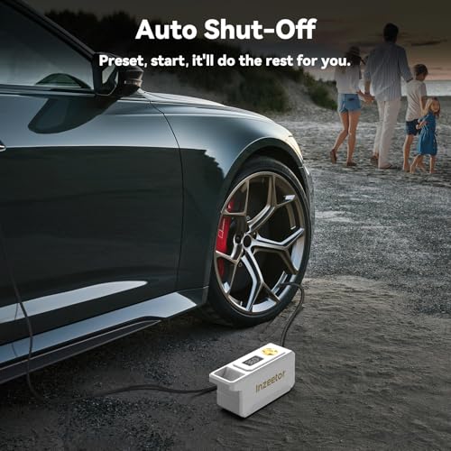 150 PSI Tire Inflator Portable Air Compressor with Digital Pressure, White - color: White