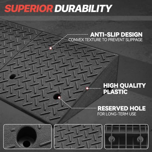 7" Rise Rubber Curb Ramp for Forklift, Driveway Sidewalk, Heavy Duty Car - size: 7" Rise