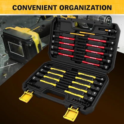Magnetic Nut Driver Bit Set, 35-Piece Extra Long Nut Driver Set for Impact Drill, Metric & SAE, PH1 & PH2 Screwdriver Bits 1/4 Drive Shank Adapter Extension, Durable for Professional Projects - color: 35-piece Nut Driver Set