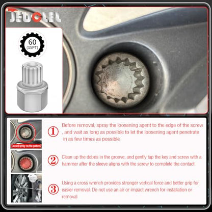 60/15PT Wheel Locking Nut Key Compatible with VW, Audi, Nut Removal - color: 60/15PT