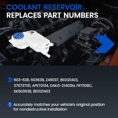 603-638/8E0121403 Coolant Tank for Audi A4 02-09 - color: White, size: 603-638