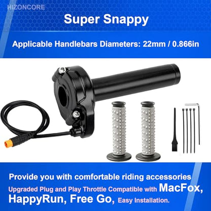 Ebike Full Twist Throttle for Macfox, 3 Pin Surron Style Throttle Grip Kit 12V-72V Compatible with Q-Life HappyRun Freego Heybike Tamobyke ESKUTE Electric Dirt Bike - color: Gray