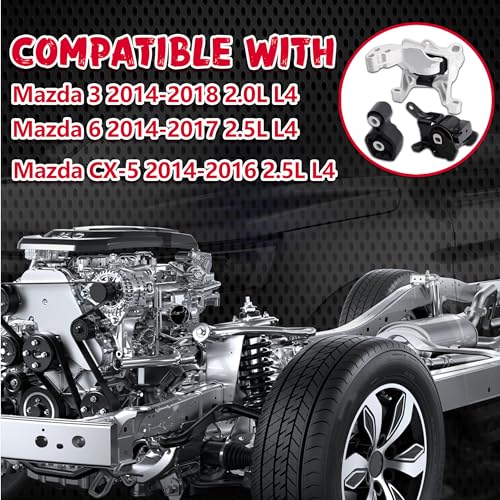 Engine Motor & Transmission Mount Kit - Compatible with 2014-2018 Mazda 3 2.0L & 6 2.5L & CX-5 2.5L - 3-Piece Set A4446 A4438 A4439 - size: 2014-2018 Mazda 3 2.0L