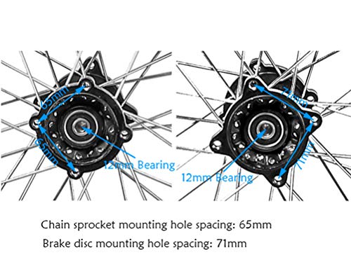 TDPRO 80/100-12 Rear Tire Disc Brake Rim With 12mm Bearing Set for Pit Pro Dirt Bike - size: Rear 12in