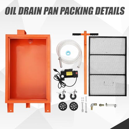 17 Gallon Low Profile Oil Drain Pan, 110V Electric Pump, 8ft Hose, Rolling - color: Red, size: 17 Gallon(110V Electric Pump)