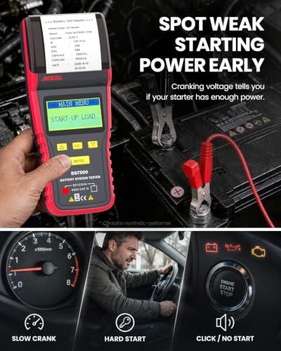 ANCEL BST500 12V 24V Car Battery Tester with Printer, Battery Load Tester - size: BST500