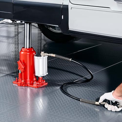 VEVOR Air Hydraulic Bottle Jack, 20 Ton (44092 lbs) Capacity, 10.2-19.5 Inch Lifting Range, Pneumatic/Manual Heavy Duty Welded Bottle Jack with Pump for Car, SUV, Pickup, Truck, RV, Auto Repair - color: red
