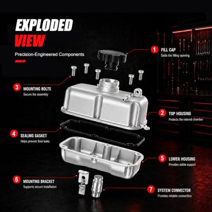 One-Piece Cast Aluminum Coolant Reservoir Expansion Tank for Jeep - size: 68364312AC