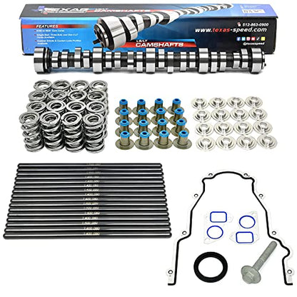 Texas Speed TSP 224R 224/224 .600"/.600" Camshaft, Spring Kit, Chromoly Pushrods, and Gasket Set 4.8 5.3 5.7 6.0 LS Cam - size: Camshaft, Spring Kit, and Gasket Set