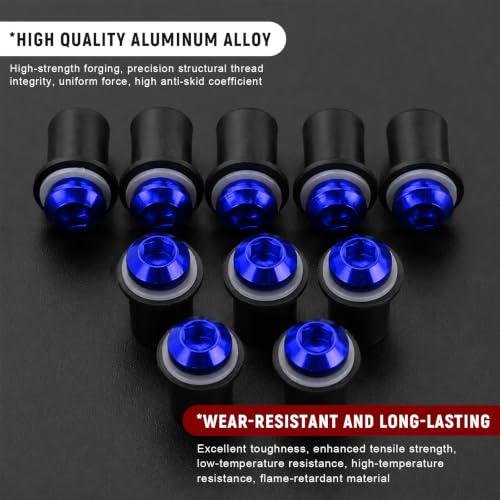 10PCS Motorcycle Windshield Bolt Kit, M5 Motorbike Fairing Bolts Nuts (Blue) - color: Blue