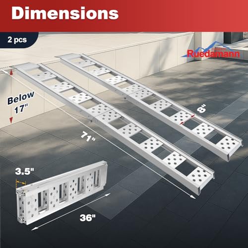 Ruedamann 6FT Folding Aluminum Truck Ramp, 880 lbs Capacity, 8" Wide - size: 2PCS