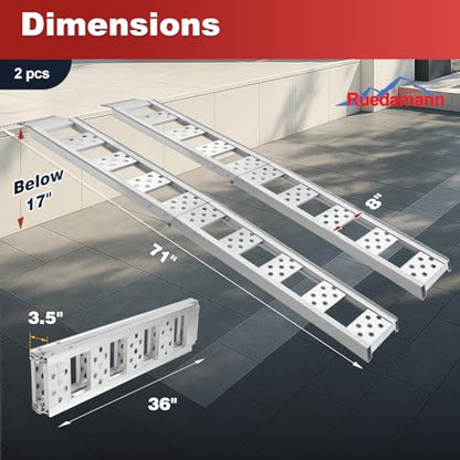 Ruedamann 6FT Folding Aluminum Truck Ramp, 880 lbs Capacity, 8" Wide - size: 2PCS