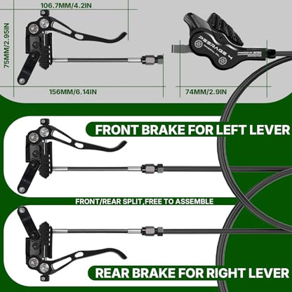 RACEDUEL IIIPRO PEERAGE4 4-Piston MTB Hydraulic Disc Brake Set - color: Black