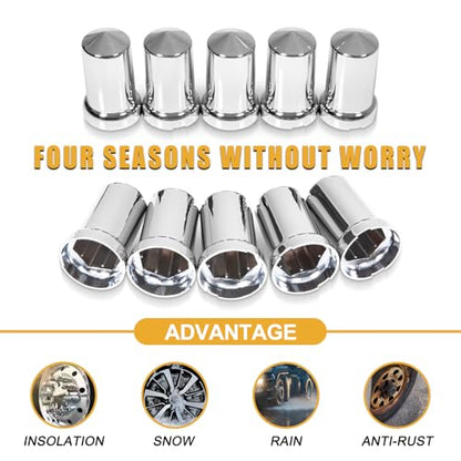 40PCS 33mm Lug Nut Covers Bullet Flanged ABS Chrome Plastic Push-on Nut Cover Caps for Semi Trucks - color: 40 PCS