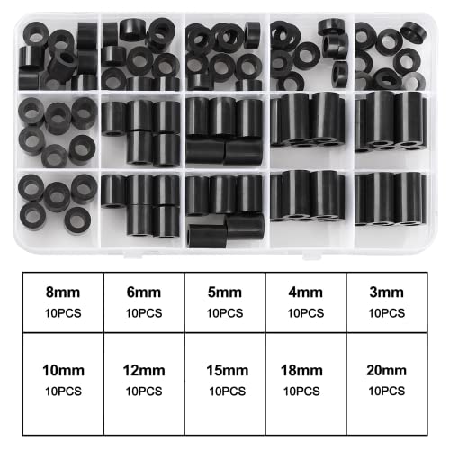 Exqutoo Black ABS Round Washers ID 6.2mm, OD 11mm - color: Black/6.2mm