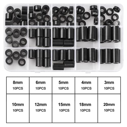 Exqutoo Black ABS Round Washers ID 6.2mm, OD 11mm - color: Black/6.2mm