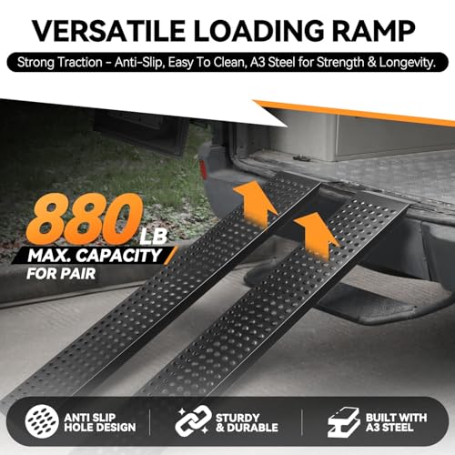 Auto Dynasty 2PCS 63" x 9" Heavy Duty Loading Ramps 880Lbs for Truck ATVs - size: 63" (Black)
