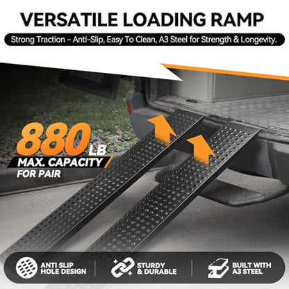 Auto Dynasty 2PCS 63" x 9" Heavy Duty Loading Ramps 880Lbs for Truck ATVs - size: 63" (Black)