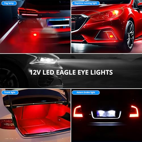4Pcs 23mm COB DC 12V Eagle Eye LED Car Fog DRL Daytime Running Light Car ATV Camper Trunk Motorcycle Marker Lights Lamp Tail Reverse Fog Light Signal Lamp (Red) - color: Red