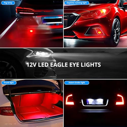 4Pcs 23mm COB DC 12V Eagle Eye LED Car Fog DRL Daytime Running Light Car ATV Camper Trunk Motorcycle Marker Lights Lamp Tail Reverse Fog Light Signal Lamp (Red) - color: Red