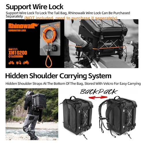 Rhinowalk Motorcycle Tail Bag with Camera Insert Waterproof Modular Storage for Photography Gear and Everyday Use (Combo MFT2301: 36L Hard Shell Case + 22L Shockproof Camera Insert) - style: Camera Bag Combo Mft2301