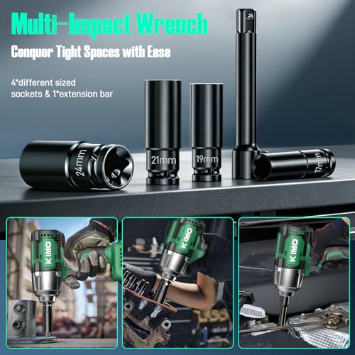 KIMO Cordless Impact Wrench 1/2 Inch, High Torque Impact Driver for Truck