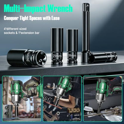 KIMO Cordless Impact Wrench 1/2 Inch, High Torque Impact Driver for Truck