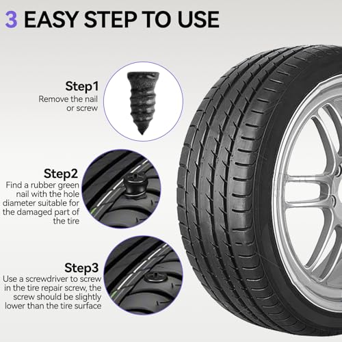 Flat Tire Repair Kits, 75 PCs Tire Screw Plug Kit with Screwdriver - size: 75pcs Compact+kit