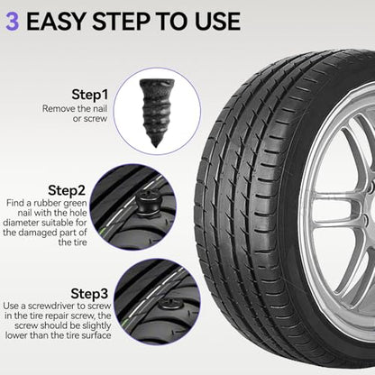 Flat Tire Repair Kits, 75 PCs Tire Screw Plug Kit with Screwdriver - size: 75pcs Compact+kit