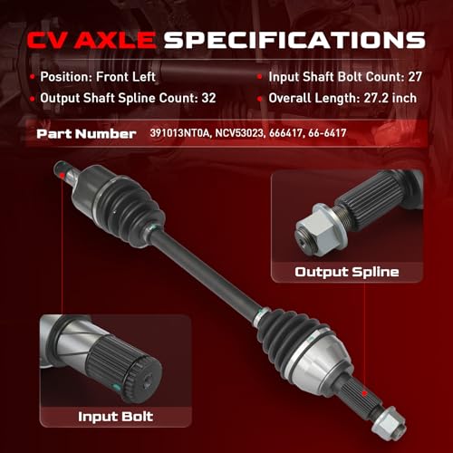 Betthand 666417 Front CV Axle Fit for Nissan Altima 2013-2018 L4 2.5L Sedan - size: 666417