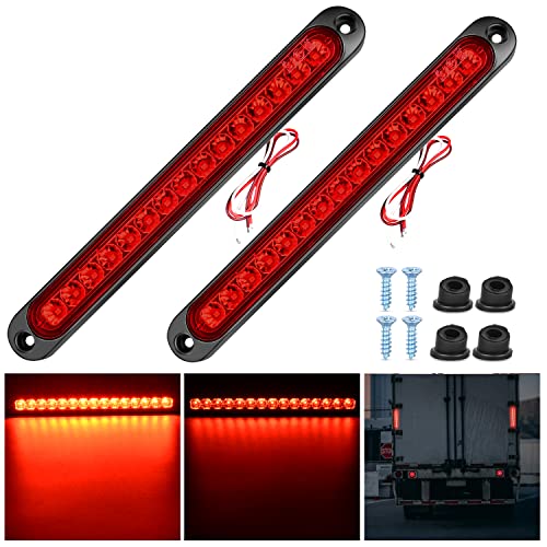 Nilight Trailer Light Bar 2PCS 10" 15 LED Red Park Stop Turn Tail Lights - color: 2Pcs 10" Red 15LED