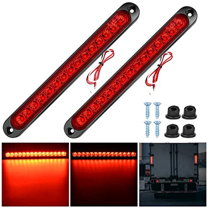 Nilight Trailer Light Bar 2PCS 10" 15 LED Red Park Stop Turn Tail Lights - color: 2Pcs 10" Red 15LED