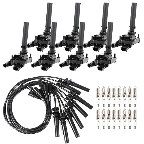 8PCS UF378 Ignition Coils Pack & 16PCS Iridium Spark Plugs & 8PCS Spark Plug Wires Set Compatible with Chrysler Dodge Jeep Magnum Gran Cherokee 300 5.7L V8 - size: UF378 Ignition Coil & Spark Plug & Wires